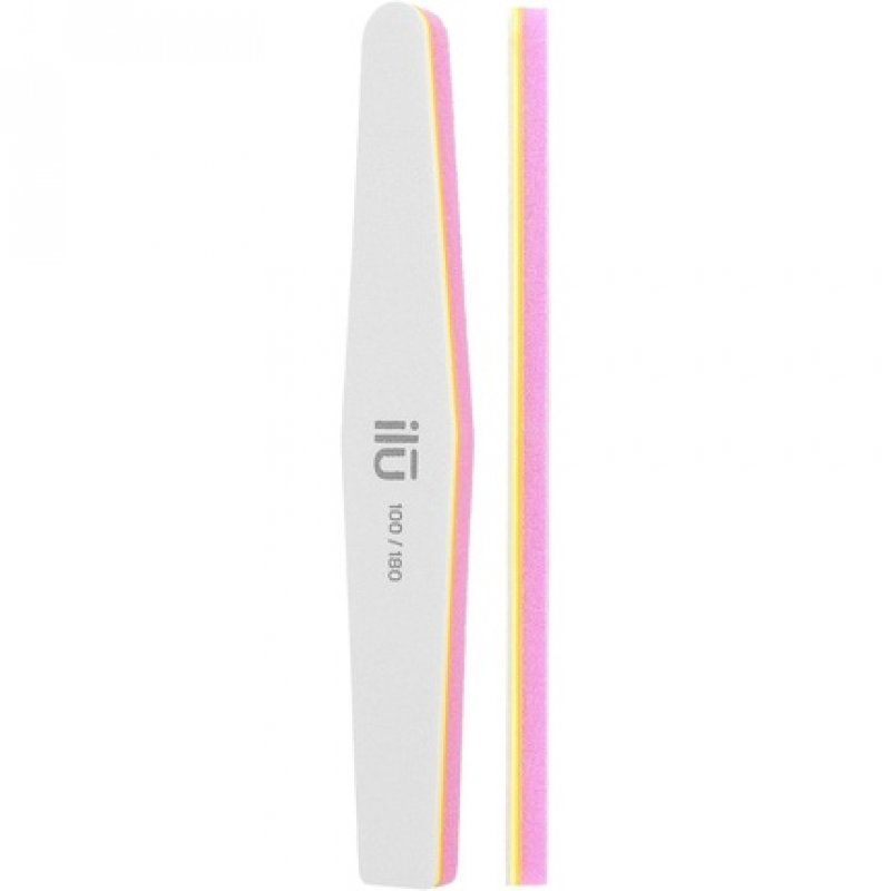 T4B ILU 2in1 Double-Sided White Nail File and Polisher for Manicure and Pedicure Trapezoid Shape 180/100 Grit