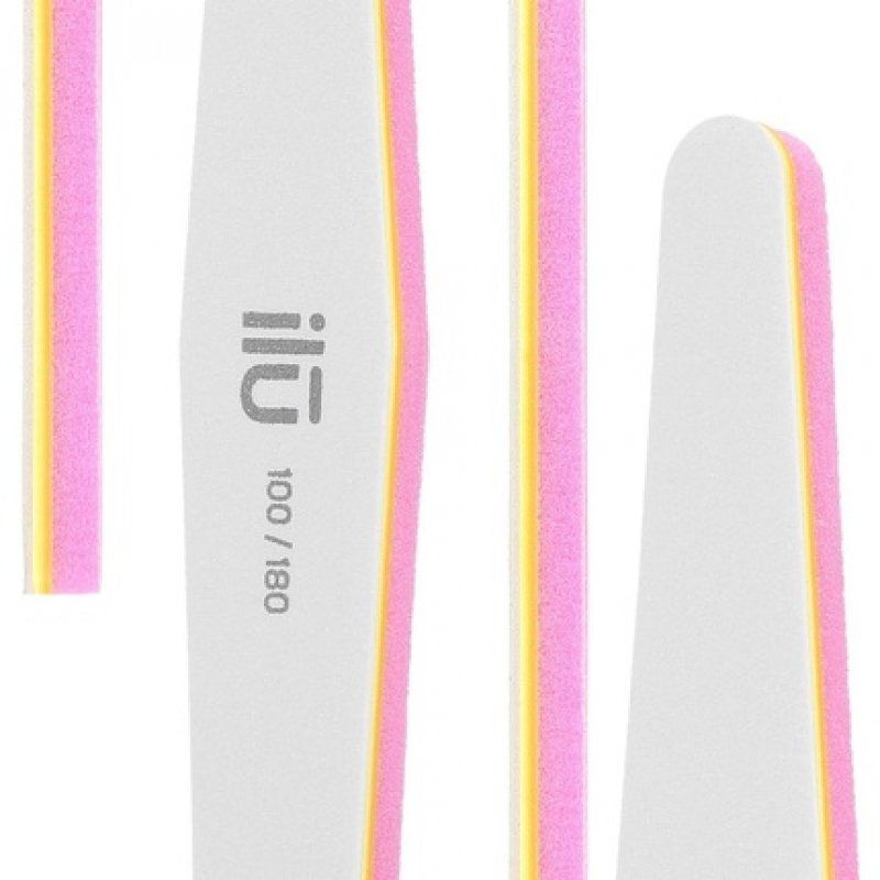 T4B ILU 2in1 Double-Sided White Nail File and Polisher for Manicure and Pedicure Trapezoid Shape 180/100 Grit