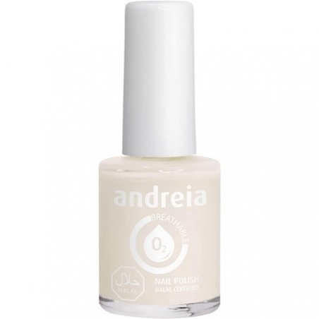Andreia Halal Breathable Nail Polish Water Permeable Vegan and Cruelty-Free Colour B22 Milky White 10.5ml