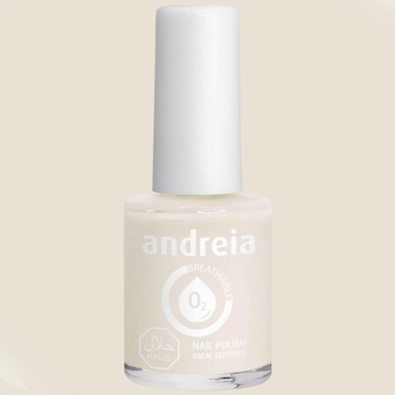 Andreia Halal Breathable Nail Polish Water Permeable Vegan and Cruelty-Free Colour B22 Milky White 10.5ml