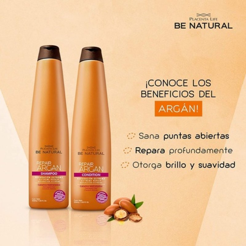 Placenta Life Be Natural Nourishing & Repair Argan Shampoo for Damaged Hair 350ml/11.83 fl.oz.