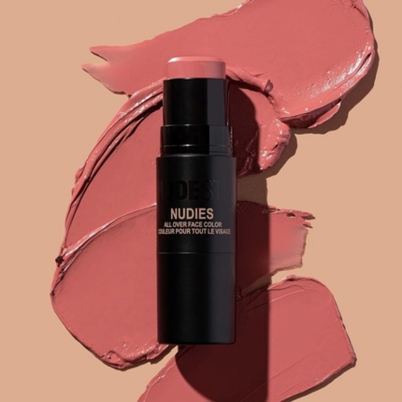 Nudestix Nudies Matte Cream Blush 3-in-1 All Over Face Colour for Cheeks Eyes and Lips with Blending Brush Naughty N'