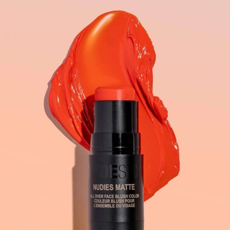 Nudestix Nudies Matte Cream Blush 3-in-1 All Over Face Color for Cheeks Eyes and Lips with Blending Brush Picante 1