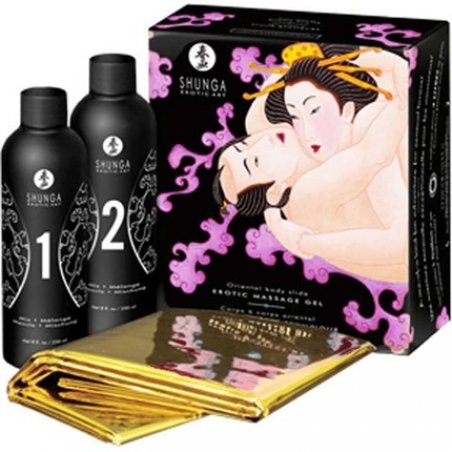 SHUNGA Oriental Body-to-Body Massage Strawberry Champagne 250ml - Pack of 2