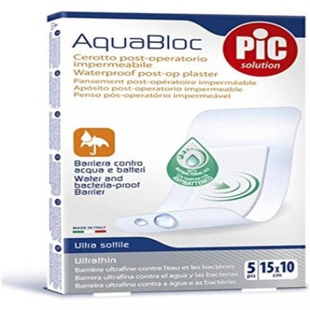 Pic Aquabloc Antibacterial Band-Aid 5 Pieces 10 x 15 cm