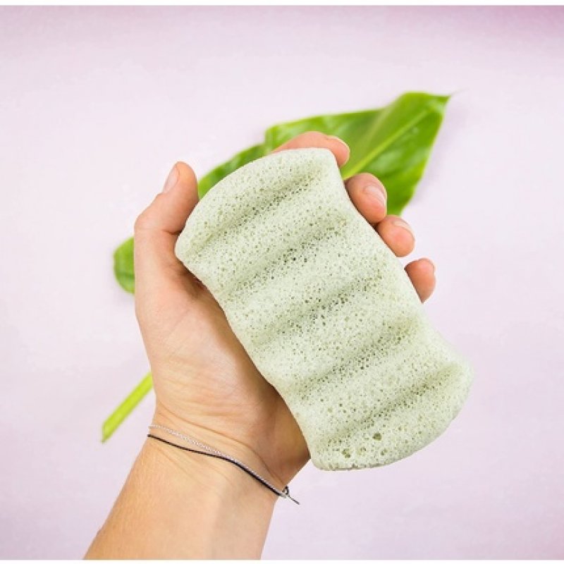 The Konjac Sponge Co 6 Wave Body Bath Sponge with Green Clay for Irritated, Sensitive and Combination Skin Types