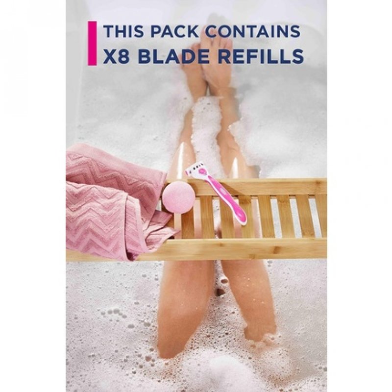 Wilkinson Sword Quattro For Women Smooth Glide Razor Handle 8 Blade Refills 9 Piece Set