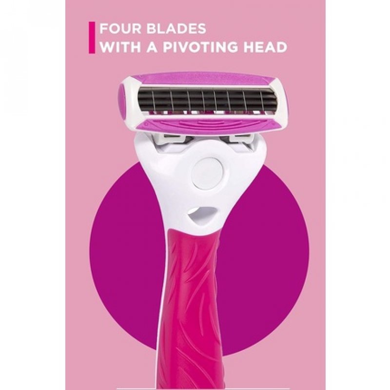 Wilkinson Sword Quattro For Women Smooth Glide Razor Handle 8 Blade Refills 9 Piece Set