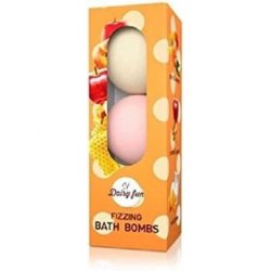 Dairy Fun Peach Caramel Apple and Honey Scent Fizzing Bath Bombs