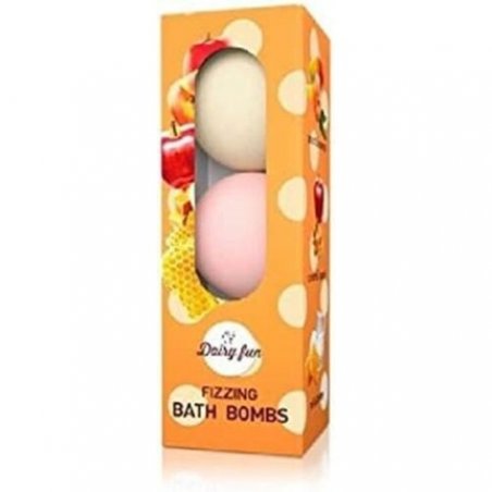 Dairy Fun Peach Caramel Apple and Honey Scent Fizzing Bath Bombs