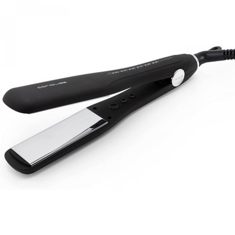 Corioliss Professional Titanium Wide Flat Iron Hair Straightener with Adjustable Temperature Black Soft Touch