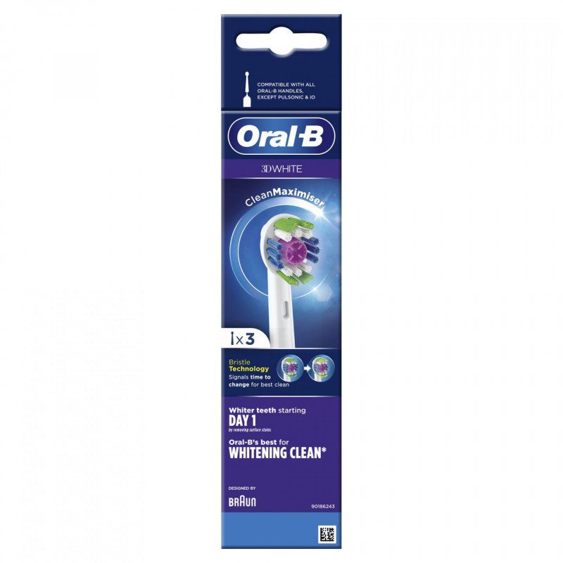 Oral-B Clean Maximiser Electric Toothbrush Heads 3D White Whitening Action 3 Count