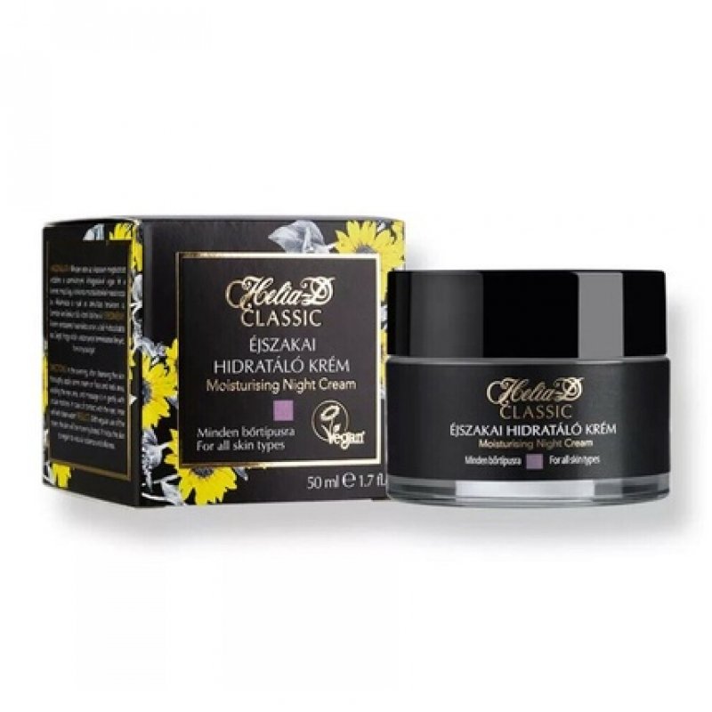 Helia-D Classic Moisturizing Night Face Cream for All Skin Types Vegan 50ml - Pack of 4