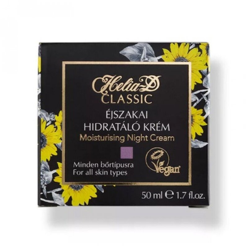 Helia-D Classic Moisturizing Night Face Cream for All Skin Types Vegan 50ml - Pack of 4
