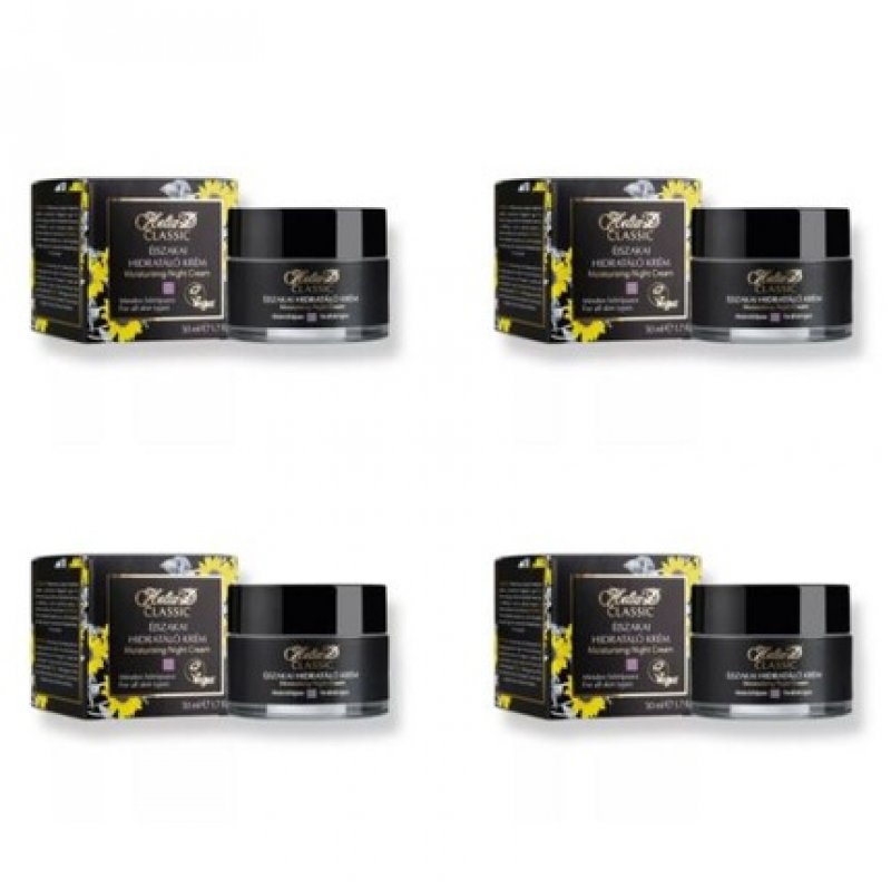 Helia-D Classic Moisturizing Night Face Cream for All Skin Types Vegan 50ml - Pack of 4