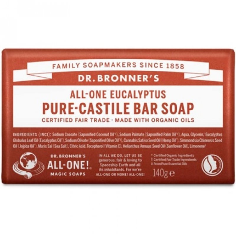 Dr Bronner's 3-in-1 Eucalyptus Pure Castile Bar Soap 140g