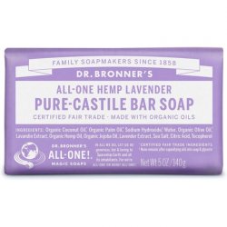 Dr Bronner's Lavender Pure-Castile Bar Soap Made with Organic Oils For Face Body & Hair Fair Trade Certified & Vegan