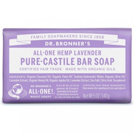 Dr Bronner's Lavender Pure-Castile Bar Soap Made with Organic Oils For Face Body & Hair Fair Trade Certified & Vegan