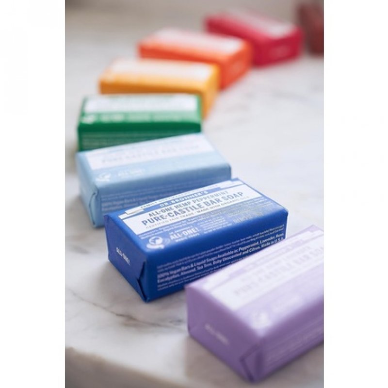 Dr Bronner's Lavender Pure-Castile Bar Soap Made with Organic Oils For Face Body & Hair Fair Trade Certified & Vegan