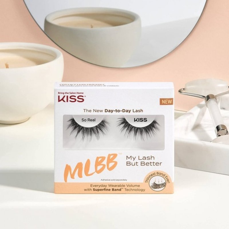 KISS My Lash But Better Collection So Real Natural Volume Fake Lashes with Flexi-Wisp Band and Adhesive - 1 Pair