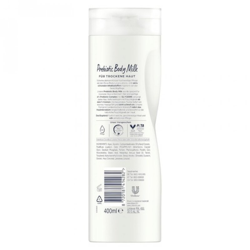 Dove Body Love Prebiotic Body Milk for Dry Skin 48 Hour Body Care with Glycerin 400ml