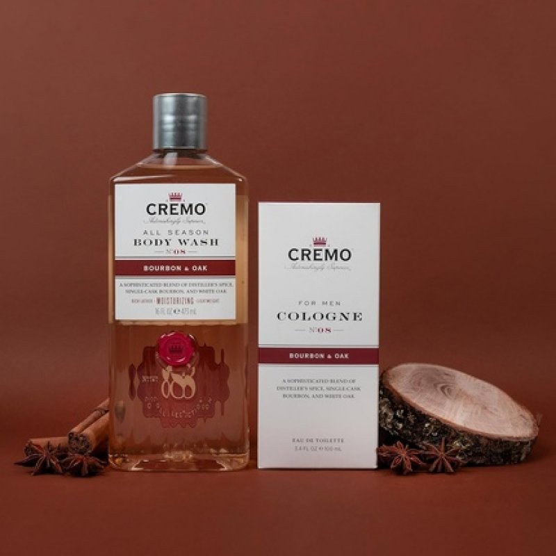 Cremo Bourbon & Oak Gift Set for Men - Eau de Toilette 100ml Body Wash 473ml