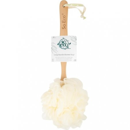 So Eco Long Handle Shower Pouf White