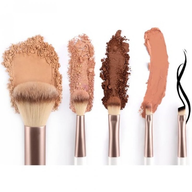 Luvia Makeup Brush Set Macchiato Travel Set 5 Cosmetic Brushes with Makeup Brush Storage Black Vegan White Macchiato