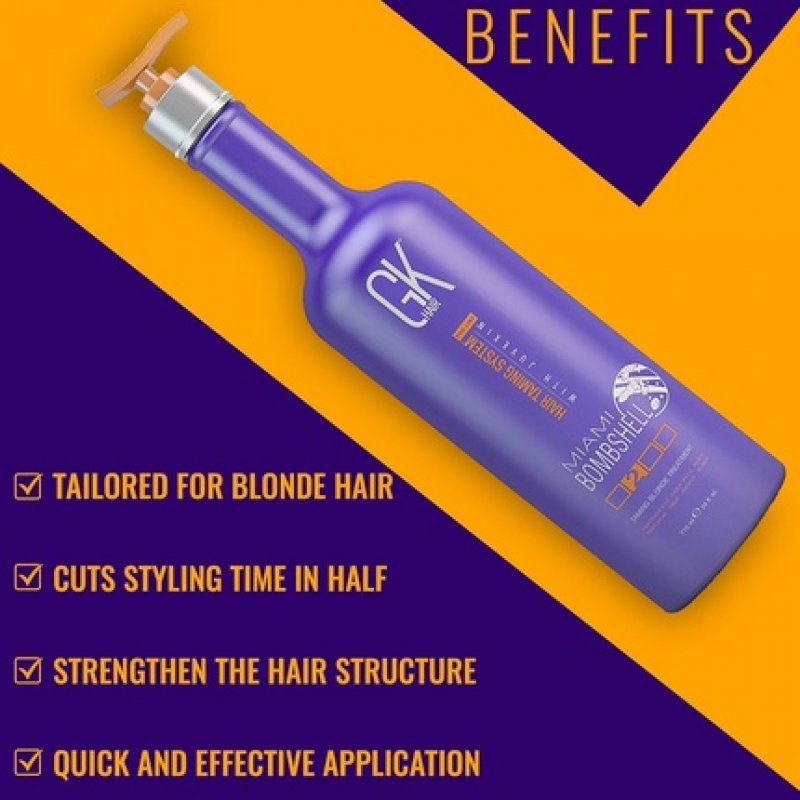 GK HAIR Global Keratin Miami Bombshell 24 Fl Oz Taming Blonde Purple Treatment - Hair Smoothing Toning Blowout