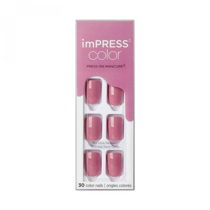 KISS imPRESS Color Press-On Nails Gel Nail Kit Short Length Petal Pink