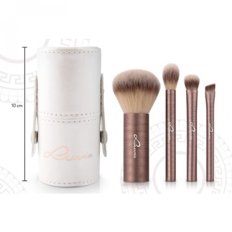 Travel Brush Set Mini Prime Vegan Brush Set for Travel 4 Beauty Makeup Brushes with Travel Brush Case