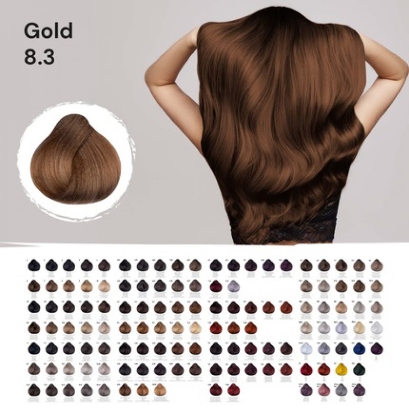 FemMas Hair Color Light Blonde Gold 8.3 Professional Cream Hair Color with Argan Oil, Keratin & Ceramides 100ml
