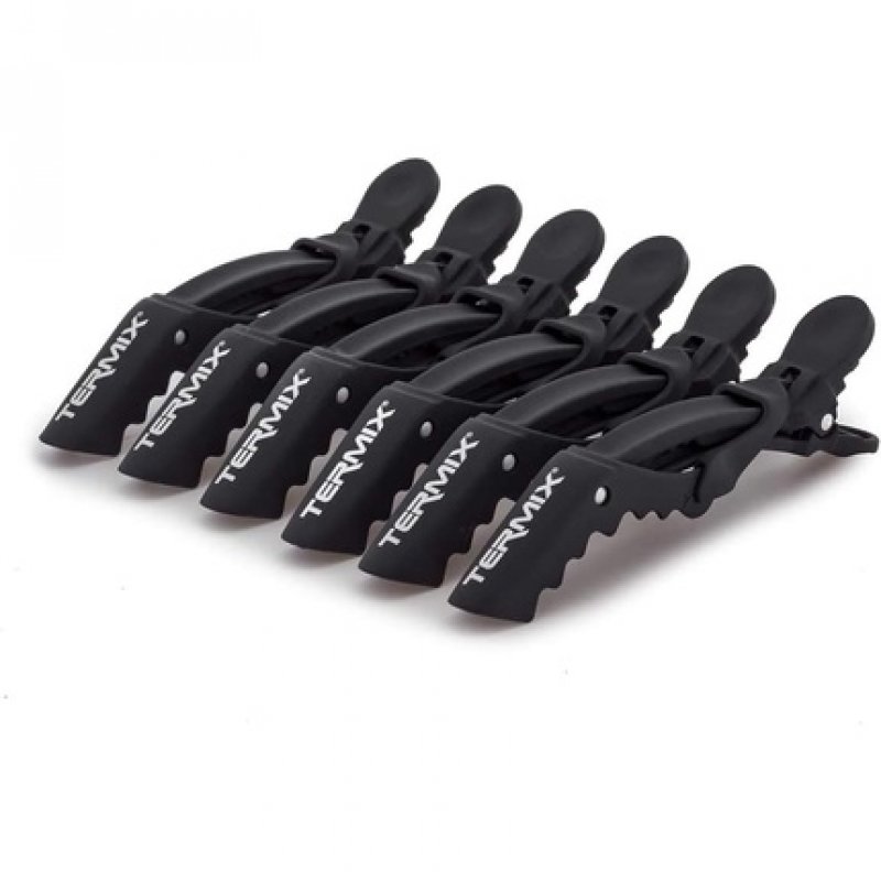 Termix Professional Hair Clip 6-Piece Bright Tweezers Black High Gloss