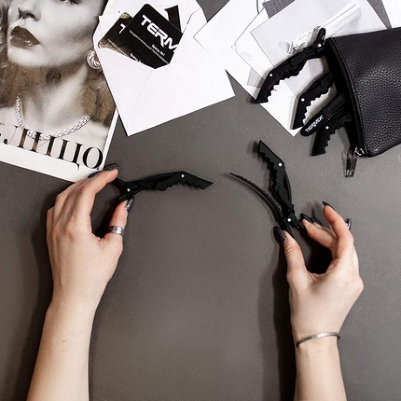 Termix Professional Hair Clip 6-Piece Bright Tweezers Black High Gloss