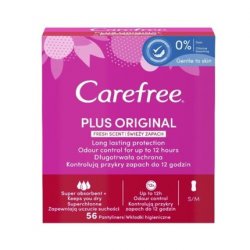 Carefree Plus Original Fresh Scent Hygienic Inserts 56pcs