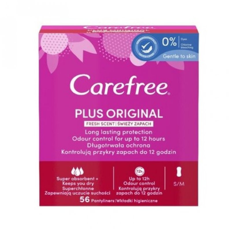 Carefree Plus Original Fresh Scent Hygienic Inserts 56pcs