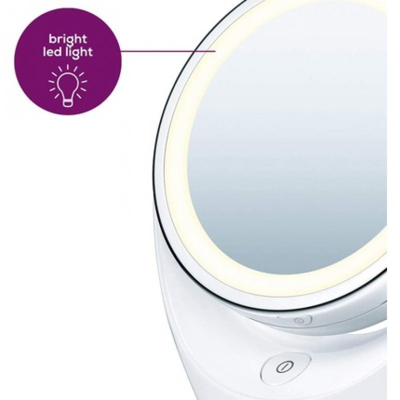 Beurer BS49 Illuminated Vanity Mirror Rotatable Make-Up Mirror with Normal and 5x Magnification Battery Operated LED