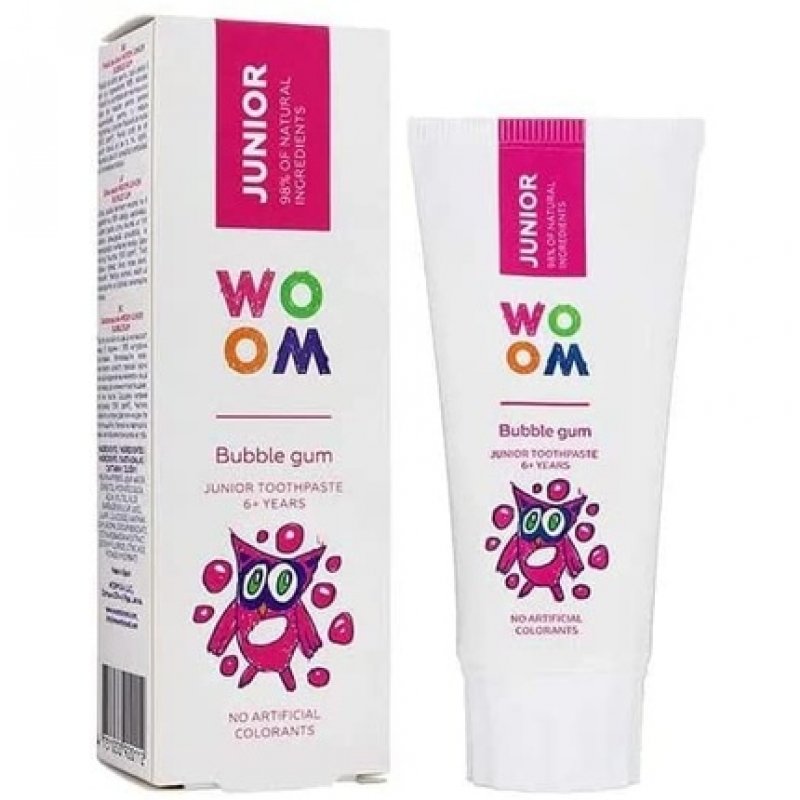 WOOM Junior Bubble Gum Toothpaste 50ml Helps Prevent Cavities and Strengthen Tooth Enamel