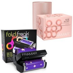 FRAMAR Rosé All Day Embossed Roll Aluminum Foil for Hair Highlighting Medium 320ft with Fold Freak Foil Dispenser