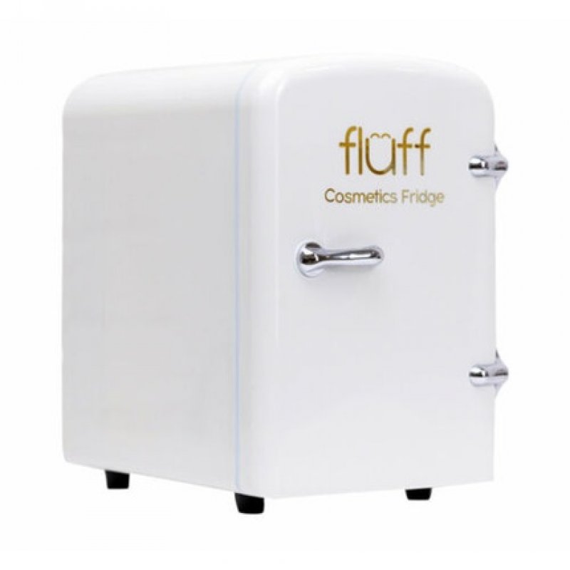 Fluff Mini Cosmetic Fridge White with Gold Logo