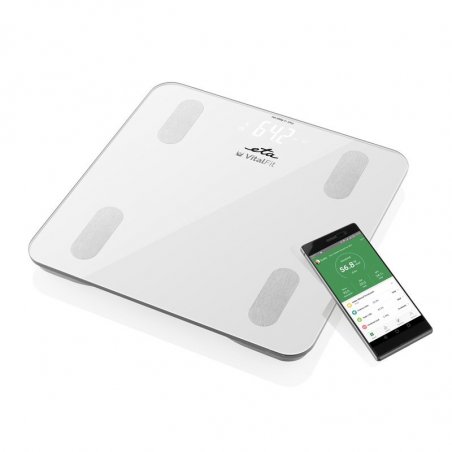 ETA Digital Vital Fit Body Scale with Smart App - Analyzes 18 Body Characteristics, 3x AAA, White