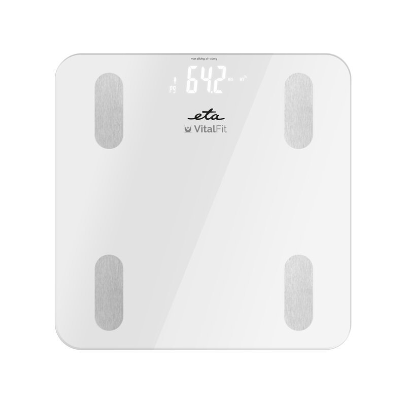 ETA Digital Vital Fit Body Scale with Smart App - Analyzes 18 Body Characteristics, 3x AAA, White