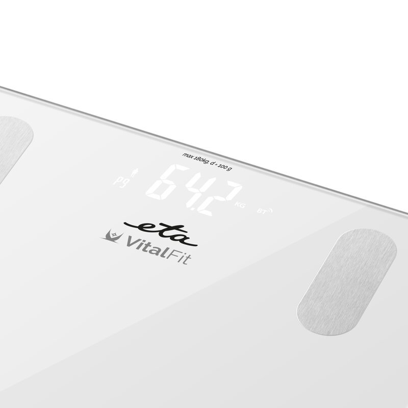 ETA Digital Vital Fit Body Scale with Smart App - Analyzes 18 Body Characteristics, 3x AAA, White
