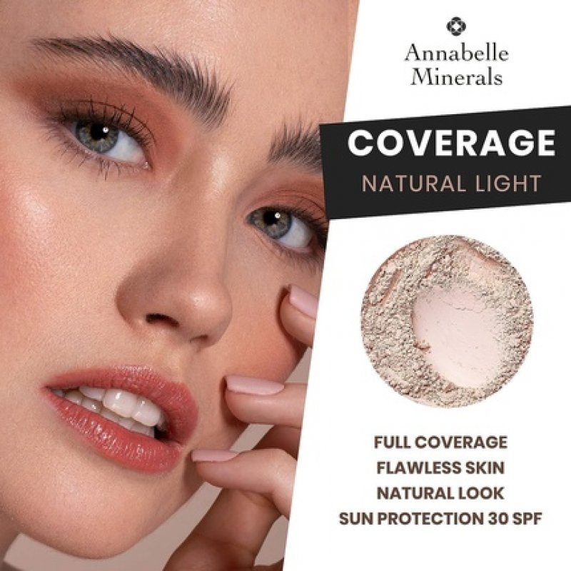 Annabelle Minerals Coverage Mineral Foundation with SPF and Natural Ingredients Full Coverage 10g Natural Light