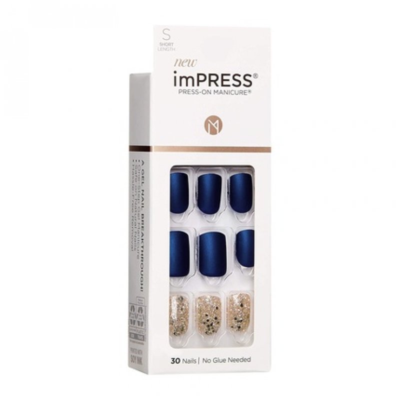 KISS imPRESS Press On Manicure Wannabe Star Short Square with PureFit Technology - 30 Fake Nails
