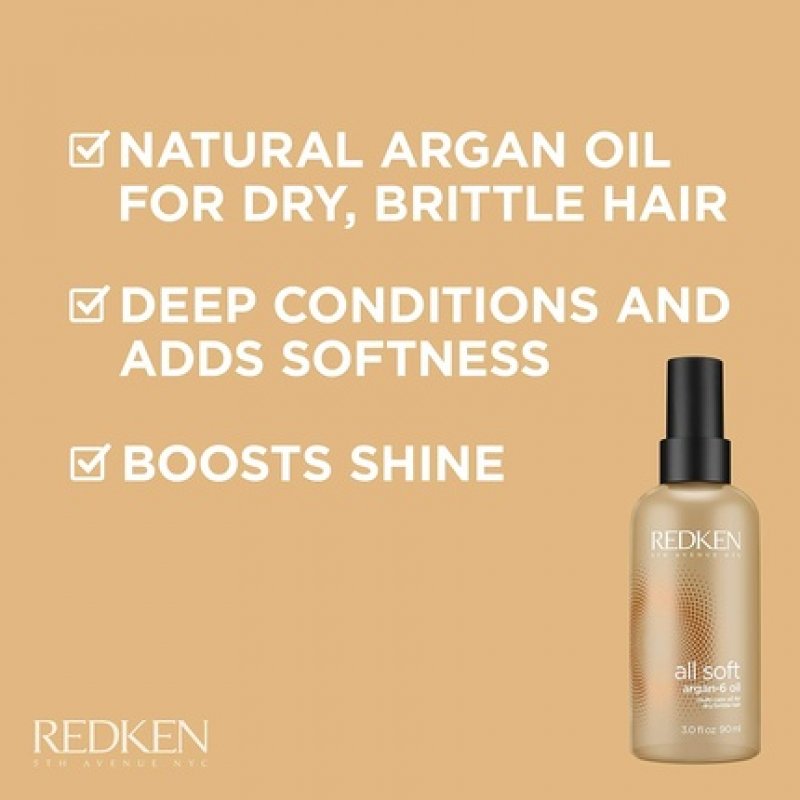 Redken All Soft Argan-6 Oil Multi-Care Oil for Dry/Brittle Hair 90ml 3.0 fl.oz.