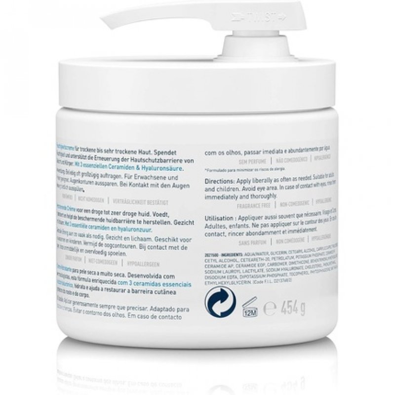 CeraVe Moisturising Cream for Body and Face with Pump Dispenser 454g