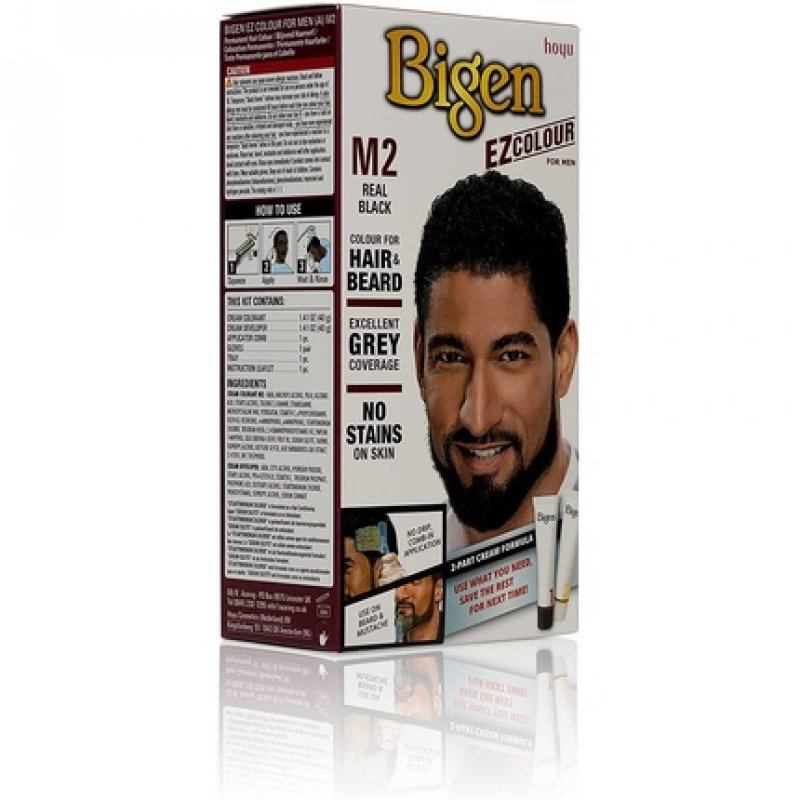 Bigen EZ Color for Men Permanent Hair and Beard Color M2 Real Black