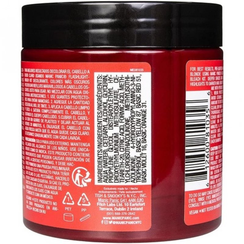 Manic Panic High Voltage Classic Cream Formula Hair Dye Rock 'N' Roll Red 8oz - 237g