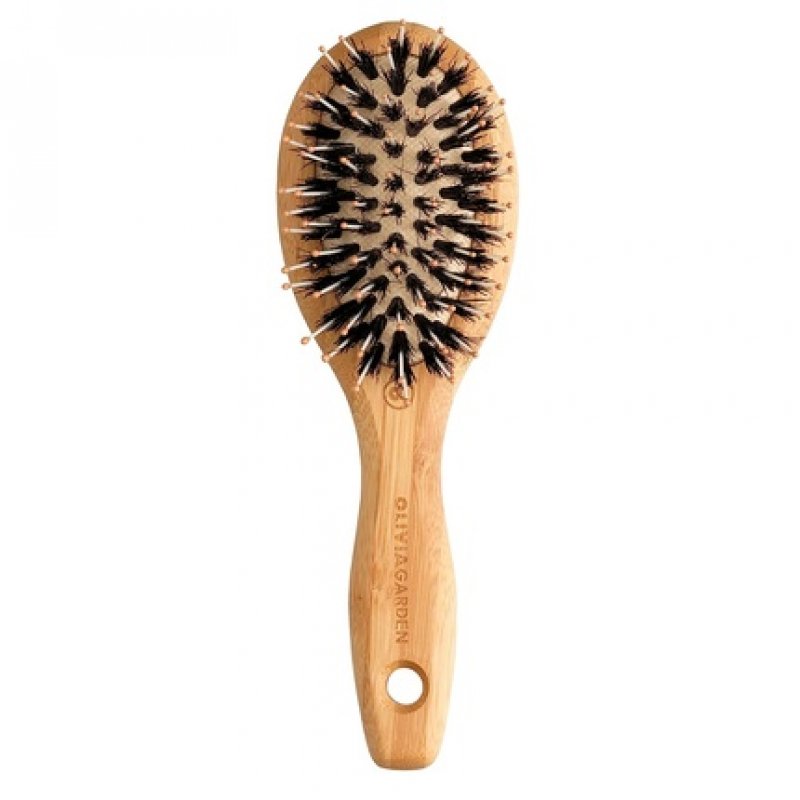 Olivia Garden Bamboo Touch Brush Sustainable Bamboo Detangle Hairbrush Nylon and Boar Bristles Size XS